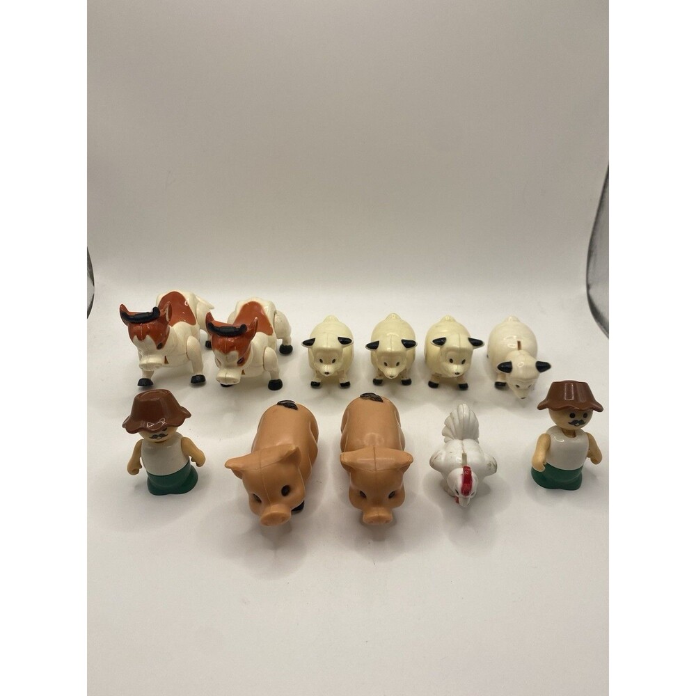 Vintage 1980s Fisher Price Little People Farm Animal Lot Of 11